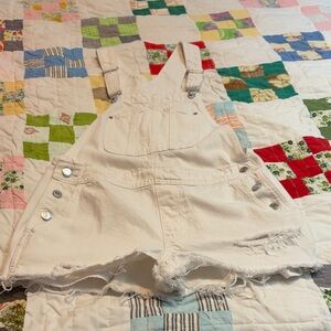 White Denim Overalls with Adjustable Straps